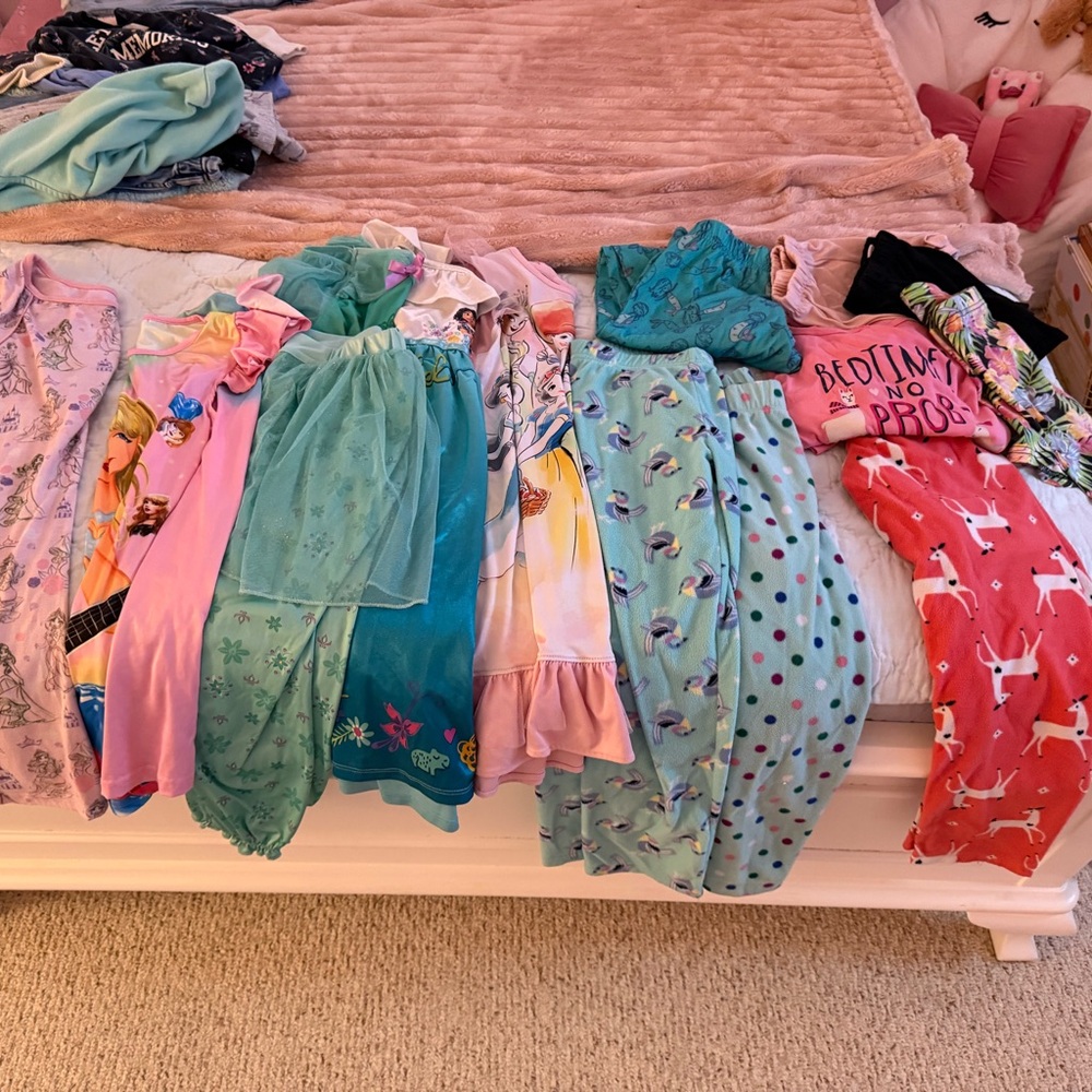 Girls Kids Pajamas Nightgowns - Pink, Blue, Green size 7/8
